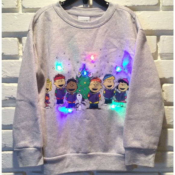 Peanuts Shirts & Tops Peanuts Kids Charlie Brown Lightup Holiday Crewneck Sweatshirt 7